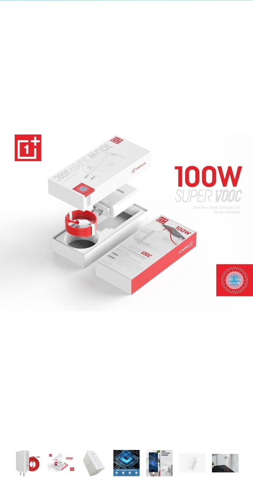 Original 100W Supervooc Charger with Red Cable